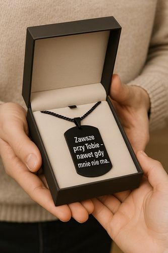 Czarny łańcuszek męski nieśmiertelnik stal chirurgiczna 316l grawer na Arena.pl