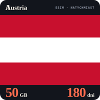 Karta eSIM Internet Austria 50 GB na 180 dni - bez rejestracji