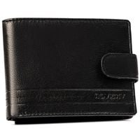 duży, skórzany portfel męski w czarnym kolorze wyposażony w systemy