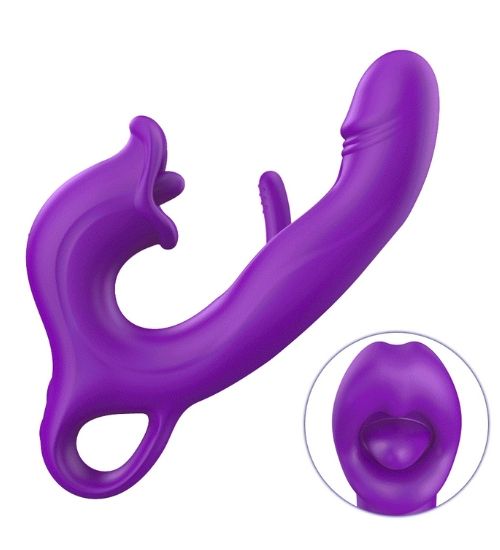 Fioletowy wibrator z flappingiem zdjęcie 4