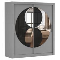 Szafa przesuwna CHANDU 180x64 SZARY/SZARY+LUSTRO półki pojemna PRODUCENT