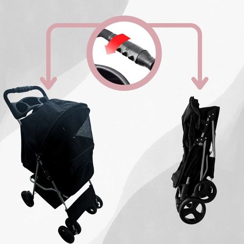 WÓZEK SPACEROWY DLA PSA KOTA Z PODUSZKĄ SKŁADANY TRANSPORTER 20 KG CZARNY na Arena.pl