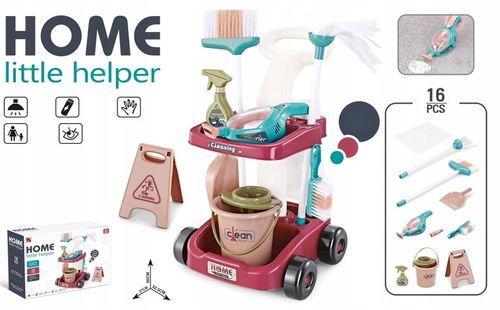 Zestaw do Sprzątania Czyszczenia dla Dzieci Wózek Mop Odkurzacz Miotła 16el na Arena.pl