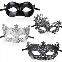 4x Czarna Wenecka Męska Maska Przebranie Bal Karnawałowy Sylwester