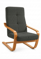 Fotel Finka bujany do salonu stelaż drewno olcha materiał czarny