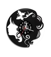 Zegar ścienny z płyty winylowej Dziewczyna z motylem 16.1