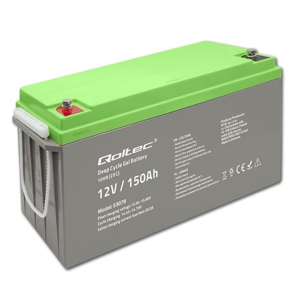 Qoltec Akumulator żelowy Deep Cycle 12V 150Ah zdjęcie 1