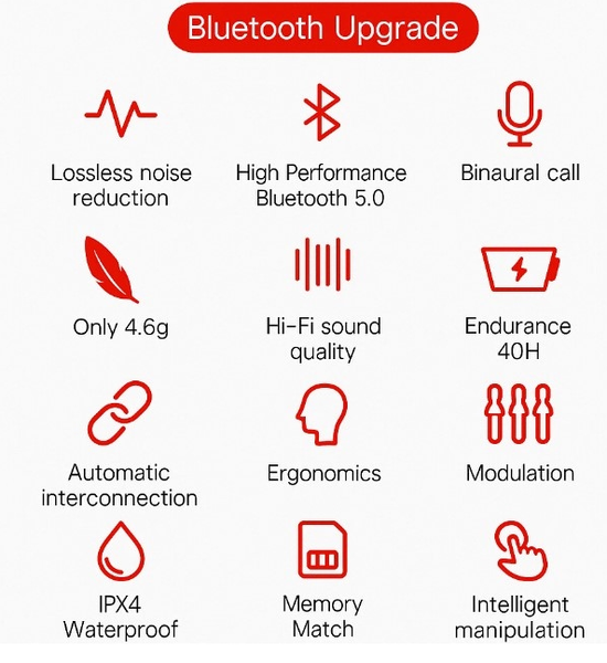 Słuchawki bluetooth E6s różowy zdjęcie 8