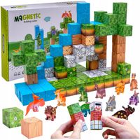 Klocki magnetyczne 3D kostki budowlane Dinozaury Pixele Zestaw 114 el.