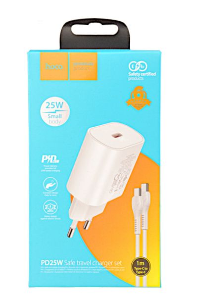 Ładowarka sieciowa Hoco PD 25W USB C + kabel USB C 1m biały zdjęcie 4