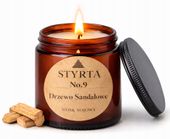 Świeca sojowa zapachowa Drzewo Sandałowe 150 ml. Szkło brązowe Styrta No.9