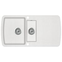 Granitowy zlewozmywak dwukomorowy, biały