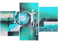 60CM 90 ZEGAR 3 ELEM TAŃCZĄCE POSTACIE NIEBIESKIM ŚCIENNY