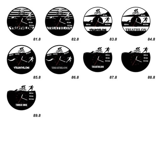 Zegar Ścienny z płyty winylowej na lustrze TRIATHLON-1 41 wzorów 30x30 cm na Arena.pl