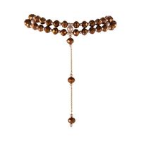 choker z krawatką, z czekoladowych koralików, z dodatkiem satynowych