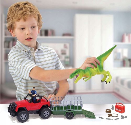 ZESTAW DINOZAUR T-REX 27 CM DUŻA FIGURKA SAMOCHÓD Z PRZYCZEPĄ 38 CM na Arena.pl