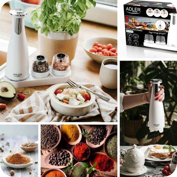 elektryczny młynek do pieprzu i soli pojemniczki ładowanie usb 3 zestaw 3w1 zdjęcie 5