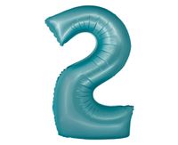Balon foliowy cyfra "2" niebieski matowy, 76 cm