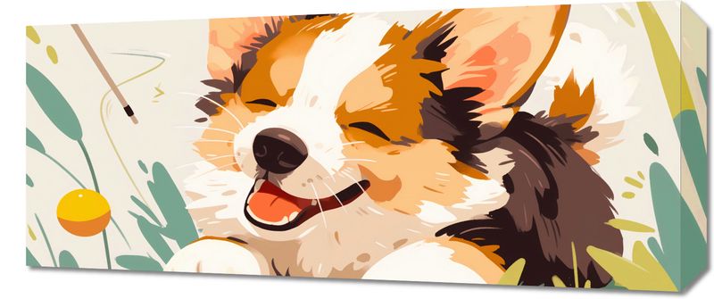 Obraz 70x30cm Beztroski Corgi zdjęcie 1