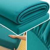 PRZEŚCIERADŁO Z GUMKĄ 200x220 NA MATERAC MIĘKKIE GŁADKIE Z BAWEŁNĄ TURKUSOWY