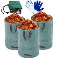 3 MOCNE WORKI OGRODOWE 272L KOSZE NA LIŚCIE GAŁĘZIE TRAWĘ GRUZ + RĘKAWICE