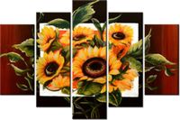 100CM 150CM OBRAZ 5 ELEM BUJNE SŁONECZNIKI ŚCIENNY