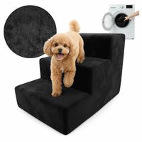 SCHODKI DLA PSA 30cm CZARNE SCHODY DLA ZWIERZĄT 3 STOPNIE MAGIC VELVET PUFA