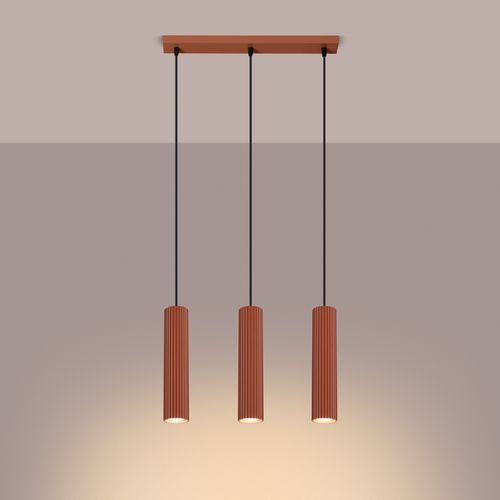 Lampa wisząca KARBON 3L ochra czerwona na Arena.pl