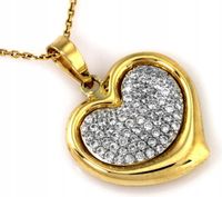 Złota zawieszka 375 serduszko zdobienie z białymi cyrkoniami serce 14K