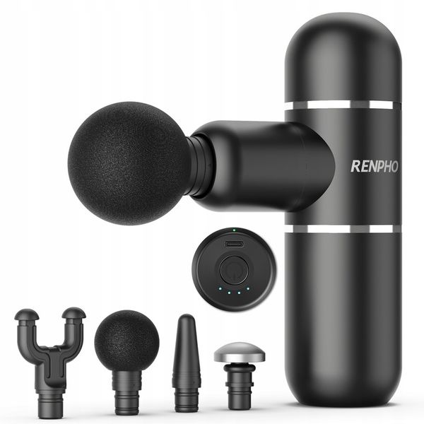 Pistolet do masażu RENPHO C5 MINI metal 4 końcówki czarny zdjęcie 1