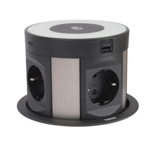 Kolumna gniazd do mebli 4X2P+Z SCHUKO, 2xUSB typ A+C/INDUKCJA z przewodem 2m Legrand 654983 na Arena.pl