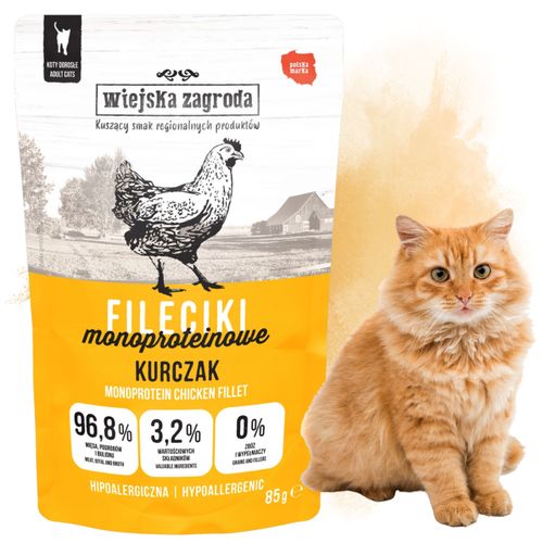 karma mokra dla kota fileciki monoproteinowe kurczak 85g wiejska zagroda na Arena.pl
