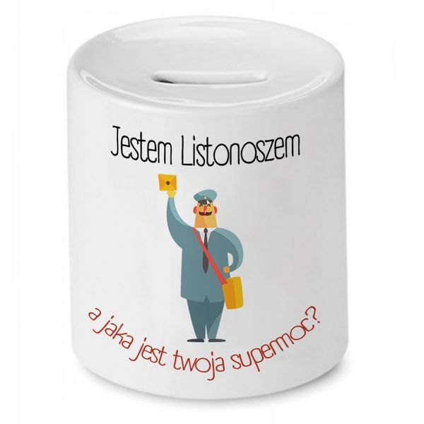 Skarbonka Dla Listonosza Jestem Listonoszem Z Nadrukiem Ze Zdjęciem zdjęcie 1