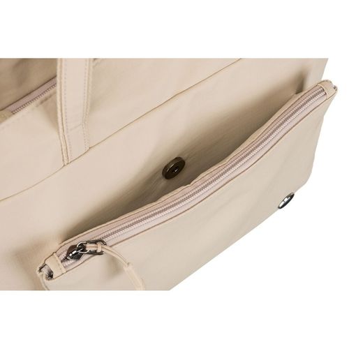 pojemna, jednokomorowa shopperka damska z poliestru w beżowym kolorze na Arena.pl