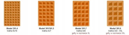 Profesjonalna Gofrownica DEZAL 301.5 Kratka 4x7 1300W INIOX 2 Gofry na Arena.pl