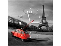 40X40CM ZEGAR CZERWONE AUTO WIEŻY EIFFLA OBRAZ