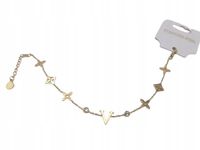 Elegancka bransoletka celebrytka kwiatki różne wzory literka V kolor złoty