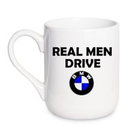 KUBEK "REAL MEN DRIVE BMW" Wzór - Elegant Coffee 330 ml