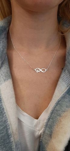 KOMPLET SREBRNY nieskończoność linia serca+GRAWER na Arena.pl