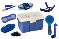 MODNY ZESTAW SZCZOTEK DLA KONIA KOPYSTKA SKRZYNKA