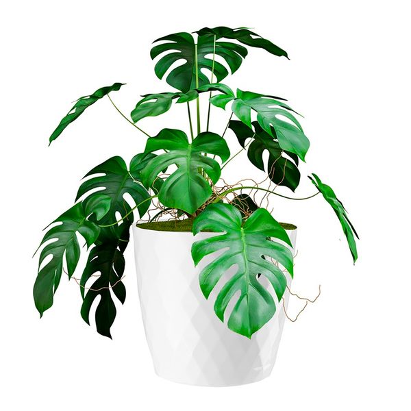 Doniczka osłonka plastikowa CRISTAL 12 cm biała połysk wzór karo romby zdjęcie 3