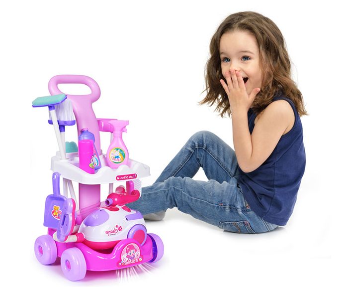 Zabawkowy wózek do sprzątania dla dzieci z odkurzaczem + akcesoria Z09 na Arena.pl