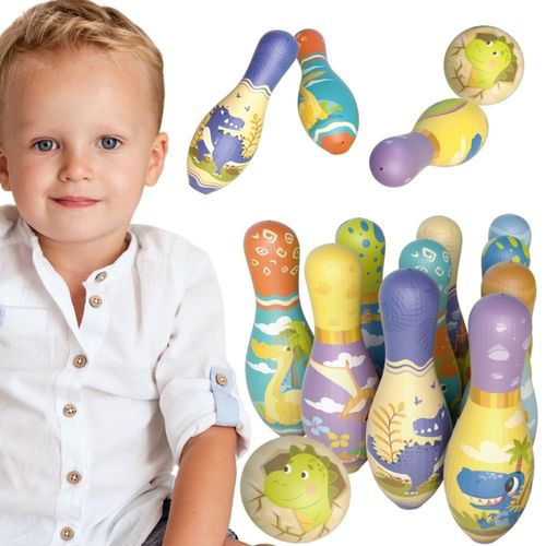 WOOPIE Gra Zręcznościowa Kręgle Miękkie Soft Dinozaury Zestaw 12el. na Arena.pl