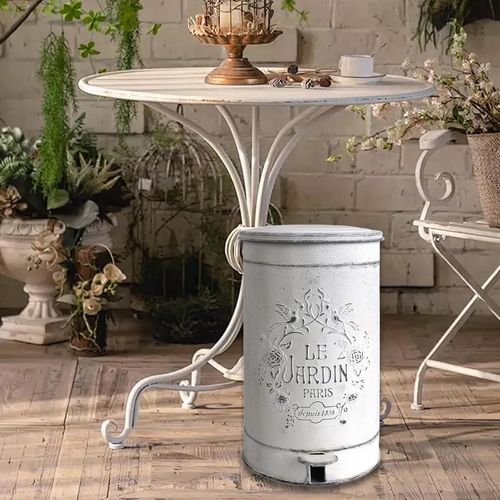 Kosz na śmieci zewnętrzny do ogrodu biały retro pedałowy POWYSTAWOWY na Arena.pl