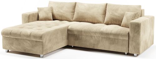 Kanapa Narożnik Rozkładany z Funkcja Spania i Pojemnikiem MIMOS Beżowy na Arena.pl