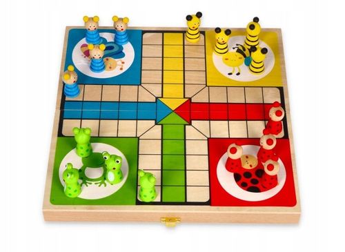 DREWNIANA GRA PLANSZOWA LUDO CHIŃCZYK FIGURKI FAMILIJNA RODZINNA na Arena.pl