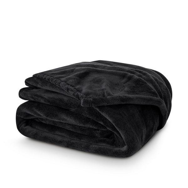 Koc 150x200cm mikrofibra- CZARNY zdjęcie 1