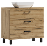 Szafka łazienkowa ROMA 80  dąb craft złoty z umywalką Lara (W1)