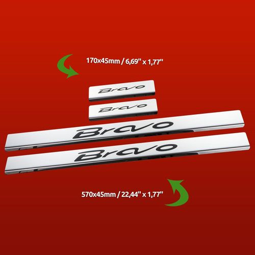 Listwa progowa FIAT BRAVO MK2 Stal nierdzewna 304 połysk z czarnymi literam na Arena.pl