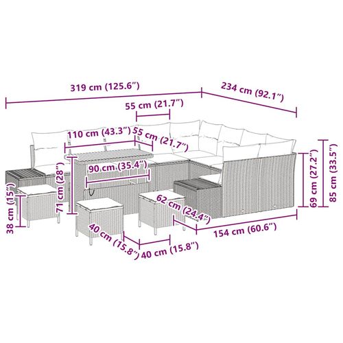 Zestaw Sof na Ogród z przechowywaniem 13 pcs Szary Polirattan na Arena.pl
